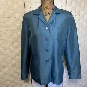 Travis Ayers Silk Blazer Jacket Career Business Interview‎ Blue Size 12